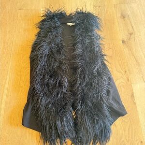 CAbi Black Faux Fur Vest